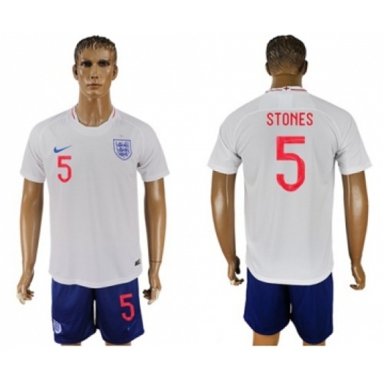 England 5 Stones Home Soccer Country Jersey