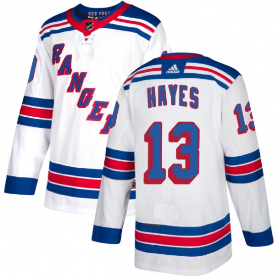 Men's Reebok New York Rangers 13 Kevin Hayes Authentic White Away NHL Jersey
