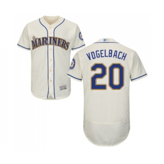 Men's Seattle Mariners 20 Dan Vogelbach Cream Alternate Flex Base Authentic Collection Baseball Jersey
