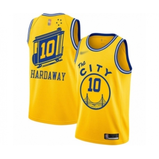 Women's Golden State Warriors 10 Tim Hardaway Swingman Gold Hardwood Classics Basketball Jersey - The City Classic Edition
