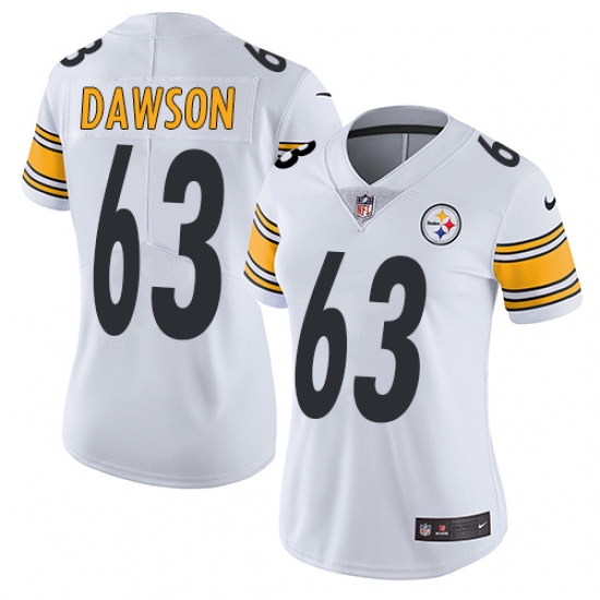 Women's Nike Pittsburgh Steelers 63 Dermontti Dawson White Vapor Untouchable Limited Player NFL Jersey