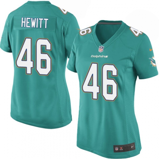 Women's Nike Miami Dolphins 46 Neville Hewitt Game Aqua Green Team Color NFL Jersey