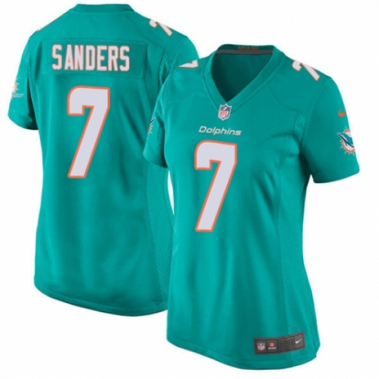 Women's Nike Miami Dolphins 7 Jason Sanders Game Aqua Green Team Color NFL Jersey