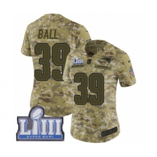 Women's Nike New England Patriots 39 Montee Ball Limited Camo 2018 Salute to Service Super Bowl LIII Bound NFL Jersey
