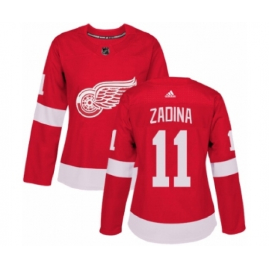 Women's Adidas Detroit Red Wings 11 Filip Zadina Premier Red Home NHL Jersey