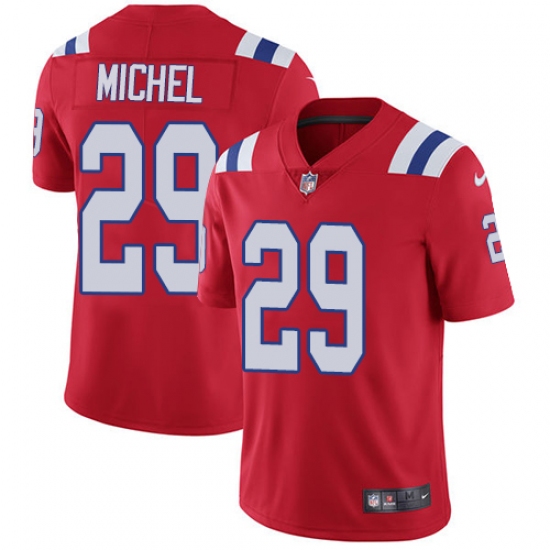 Men's Nike New England Patriots 29 Sony Michel Red Alternate Vapor Untouchable Limited Player NFL Jersey