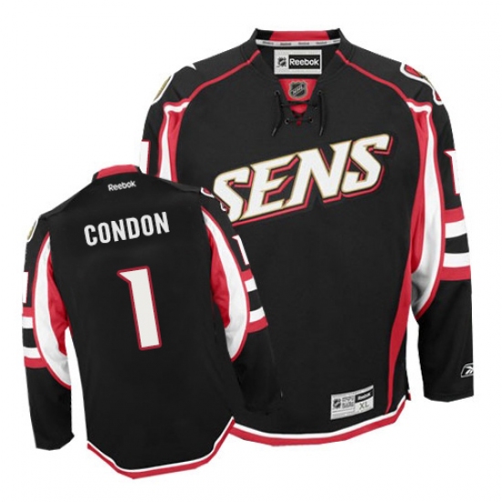 Youth Reebok Ottawa Senators 1 Mike Condon Authentic Black Third NHL Jersey