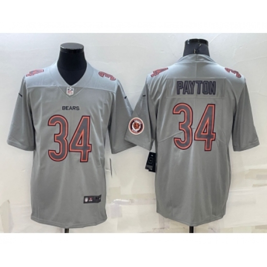 Men's Chicago Bears 34 Walter Payton LOGO Grey Atmosphere Fashion 2022 Vapor Untouchable Stitched Limited Jersey