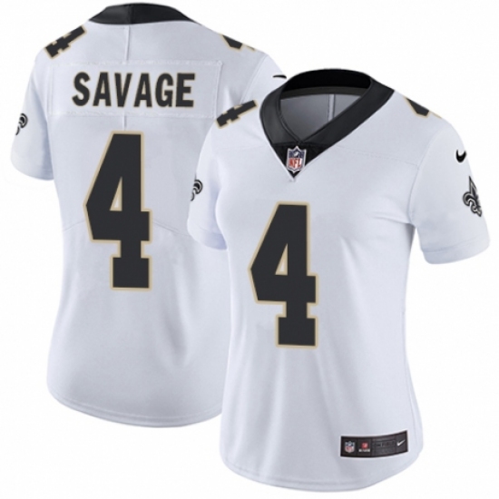 Women's Nike New Orleans Saints 4 Tom Savage White Vapor Untouchable Limited Player NFL Jersey