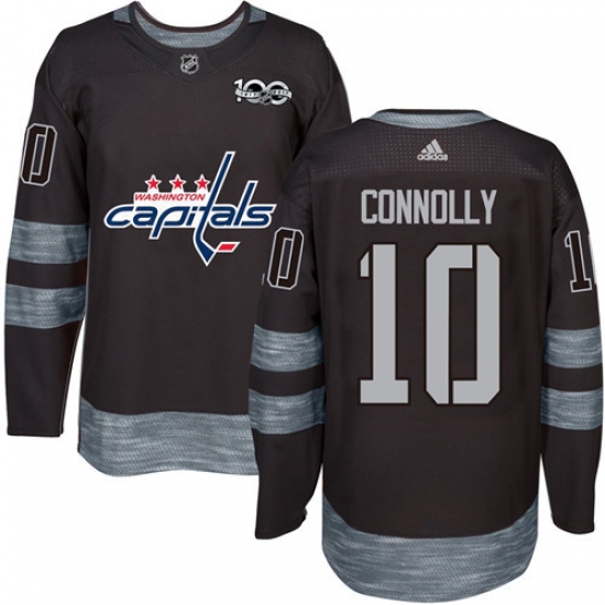 Men's Adidas Washington Capitals 10 Brett Connolly Authentic Black 1917-2017 100th Anniversary NHL Jersey