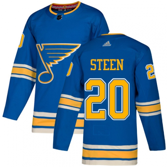 Men's Adidas St. Louis Blues 20 Alexander Steen Blue Alternate Authentic Stitched NHL Jersey