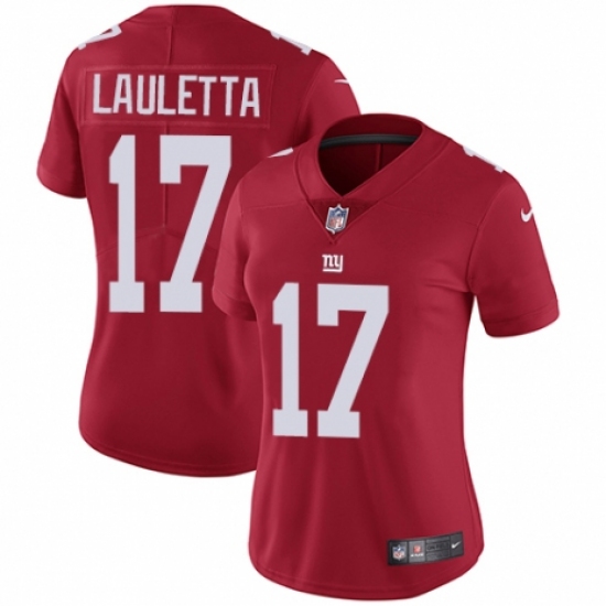 Women's Nike New York Giants 17 Kyle Lauletta Red Alternate Vapor Untouchable Elite Player NFL Jersey