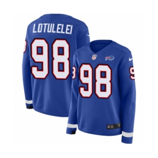 Women's Nike Buffalo Bills 98 Star Lotulelei Limited Royal Blue Therma Long Sleeve NFL Jersey