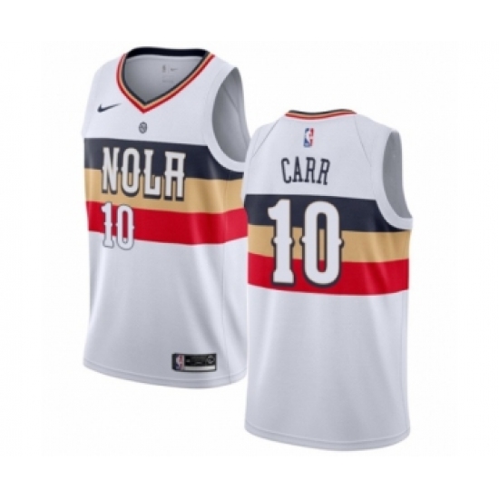 Men's Nike New Orleans Pelicans 10 Tony Carr White Swingman Jersey - Earned Edition