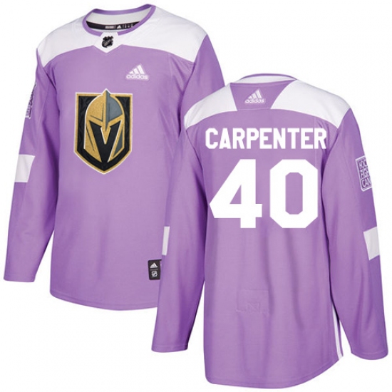 Youth Adidas Vegas Golden Knights 40 Ryan Carpenter Authentic Purple Fights Cancer Practice NHL Jersey