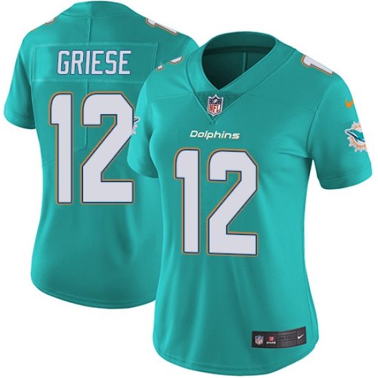 Women's Nike Miami Dolphins 12 Bob Griese Aqua Green Team Color Vapor Untouchable Limited Player NFL Jersey
