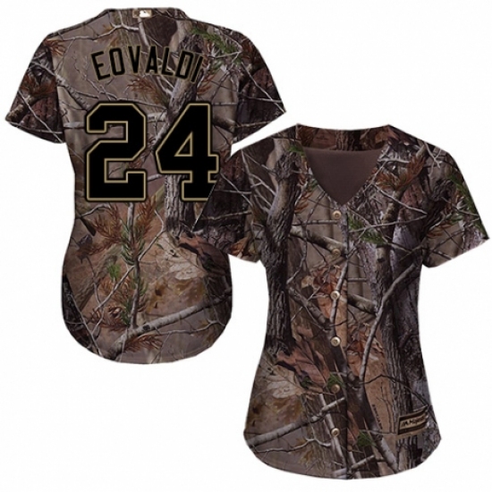 Women's Majestic Tampa Bay Rays 24 Nathan Eovaldi Authentic Camo Realtree Collection Flex Base MLB Jersey