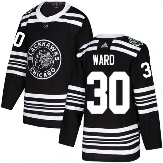 Youth Adidas Chicago Blackhawks 30 Cam Ward Authentic Black 2019 Winter Classic NHL Jersey