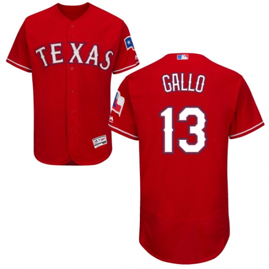 Men's Majestic Texas Rangers 13 Joey Gallo Red Alternate Flex Base Authentic Collection MLB Jersey