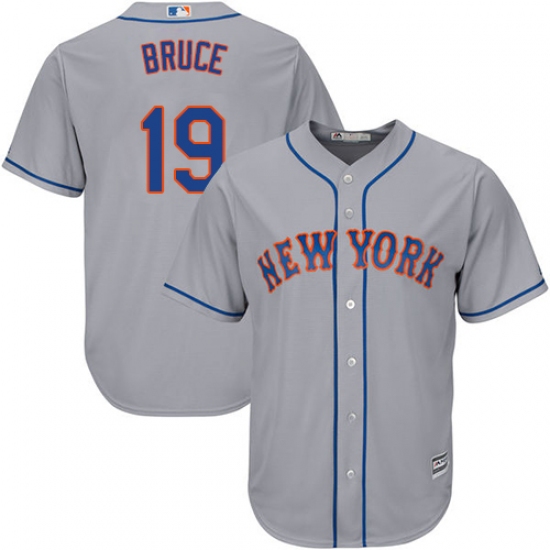 Men's Majestic New York Mets 19 Jay Bruce Replica Grey Road Cool Base MLB Jersey