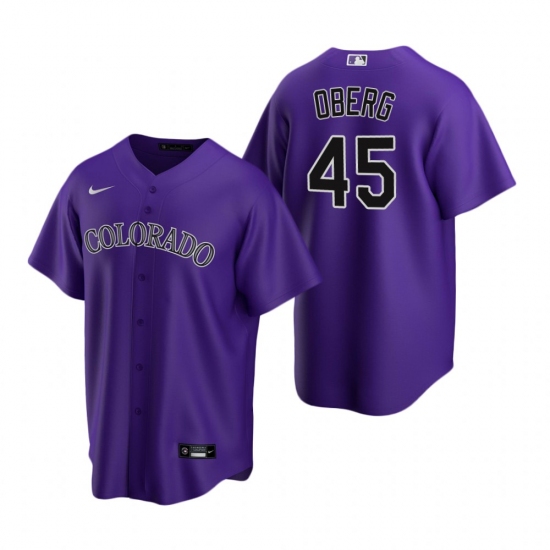 Men's Nike Colorado Rockies 45 Scott Oberg Purple Alternate Stitched Baseball Jersey