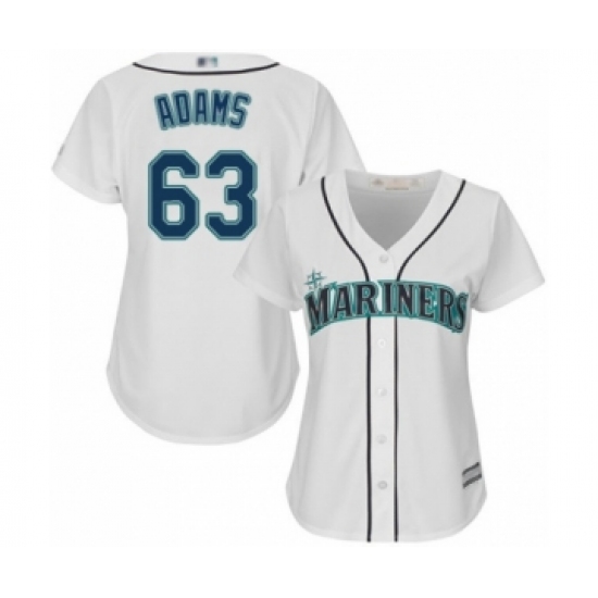 Women's Seattle Mariners 63 Austin Adams Authentic White Home Cool Base Baseball Player Jersey