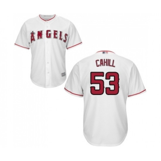 Men's Los Angeles Angels of Anaheim 53 Trevor Cahill Replica White Home Cool Base Baseball Jersey