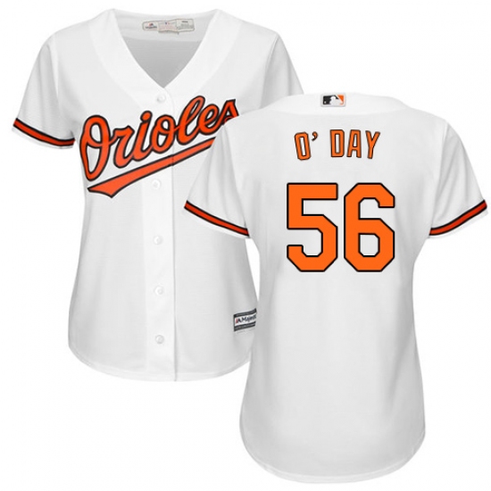 Women's Majestic Baltimore Orioles 56 Darren O'Day Authentic White Home Cool Base MLB Jersey