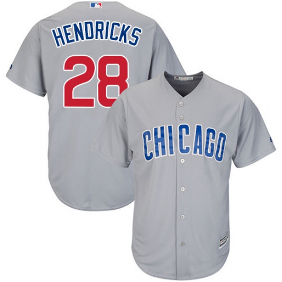 Men's Majestic Chicago Cubs 28 Kyle Hendricks Replica Grey Road Cool Base MLB Jersey