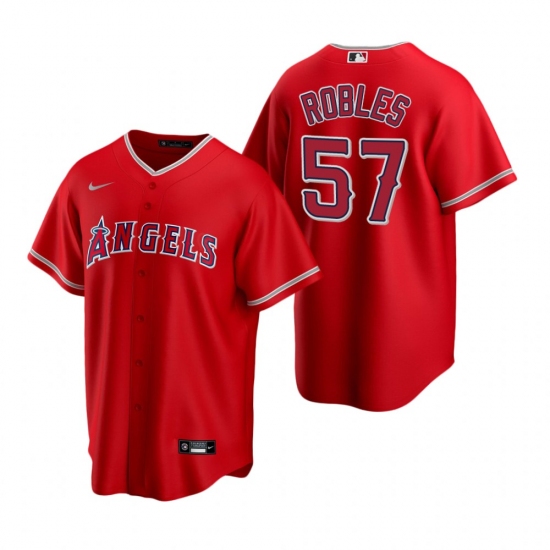 Men's Nike Los Angeles Angels 57 Hansel Robles Red Alternate Stitched Baseball Jersey