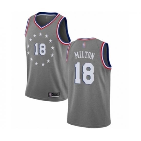 Women's Philadelphia 76ers 18 Shake Milton Swingman Gray Basketball Jersey - City Edition
