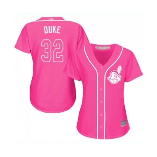 Women's Cleveland Indians 32 Zach Duke Replica Pink Fashion Cool Base Baseball Jersey