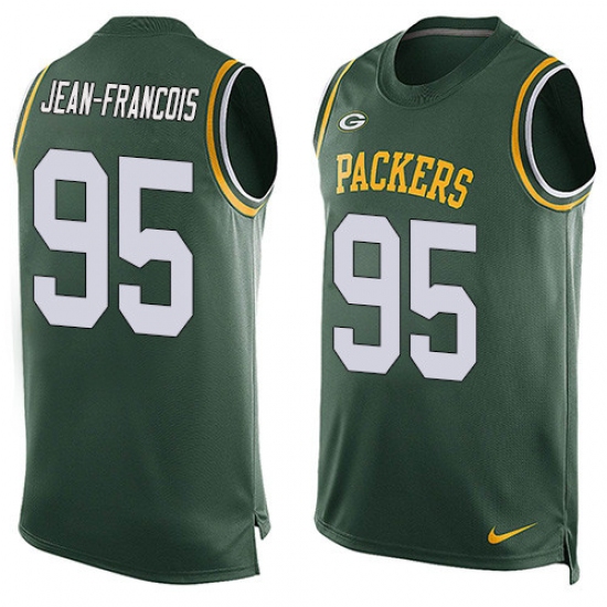 Men's Nike Green Bay Packers 95 Ricky Jean-Francois Limited Green Player Name & Number Tank Top NFL Jersey