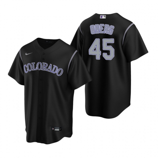Men's Nike Colorado Rockies 45 Scott Oberg Black Alternate Stitched Baseball Jersey