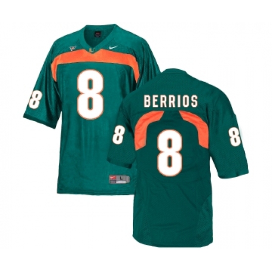 Miami Hurricanes 8 Braxton Berrios Green College Football Jersey