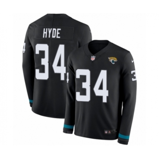 Youth Nike Jacksonville Jaguars 34 Carlos Hyde Limited Black Therma Long Sleeve NFL Jersey