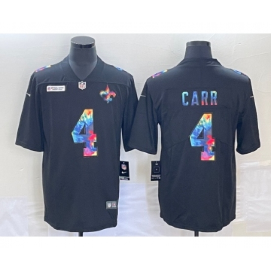 Men's New Orleans Saints 4 Derek Carr Multi-Color Black 2020 NFL Crucial Catch Vapor Untouchable Nike Limited Jersey