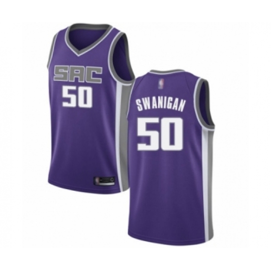 Men's Sacramento Kings 50 Caleb Swanigan Authentic Purple Basketball Jersey - Icon Edition