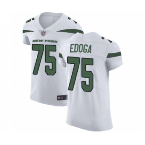 Men's New York Jets 75 Chuma Edoga White Vapor Untouchable Elite Player Football Jersey