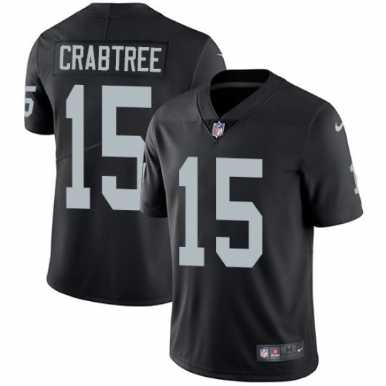 Youth Nike Oakland Raiders 15 Michael Crabtree Elite Black Team Color NFL Jersey
