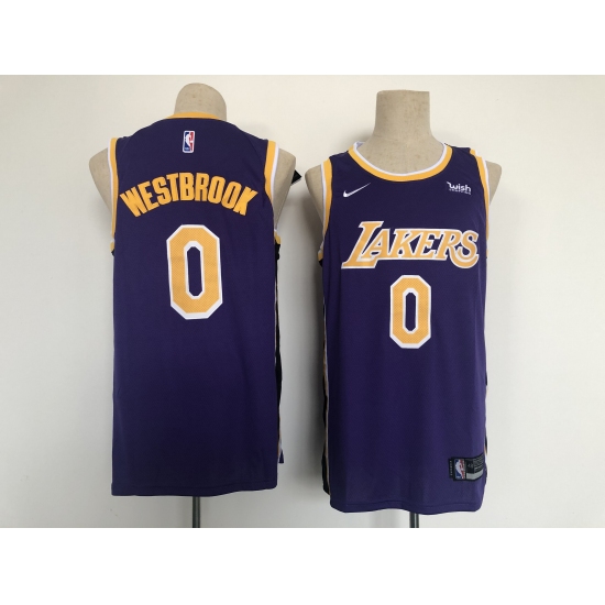 Men's Los Angeles Lakers 0 Russell Westbrook Fanatics Branded Purple 2020-21 Fast Break Player Jersey