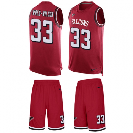Men's Nike Atlanta Falcons 33 Blidi Wreh-Wilson Limited Red Tank Top Suit NFL Jersey
