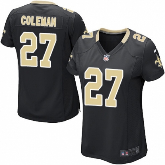 Women's Nike New Orleans Saints 27 Kurt Coleman Game Black Team Color NFL Jersey