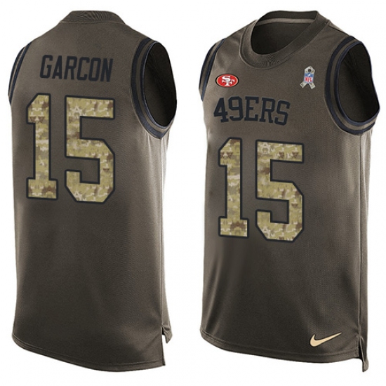 Men's Nike San Francisco 49ers 15 Pierre Garcon Limited Green Salute to Service Tank Top NFL Jersey