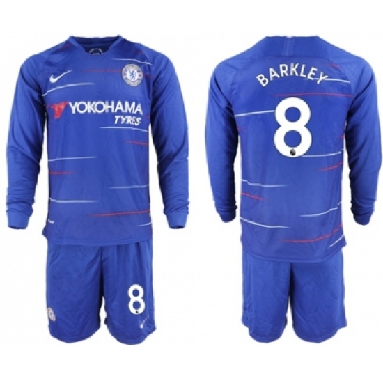 Chelsea 8 Barkley Home Long Sleeves Soccer Club Jersey