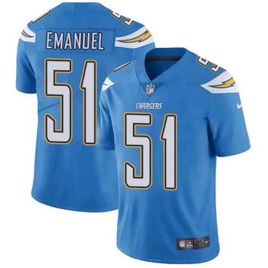 Youth Nike Los Angeles Chargers 51 Kyle Emanuel Electric Blue Alternate Vapor Untouchable Limited Player NFL Jersey