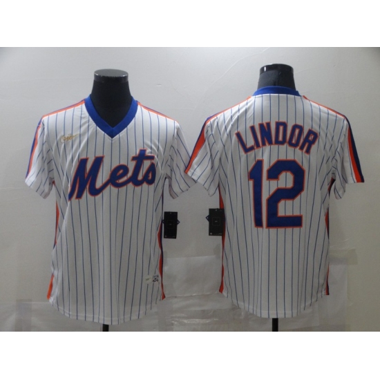 Men's Nike New York Mets 12 Francisco Lindor White Authentic Jersey