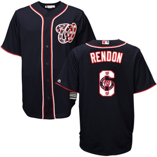 Men's Majestic Washington Nationals 6 Anthony Rendon Authentic Navy Blue Team Logo Fashion Cool Base MLB Jersey