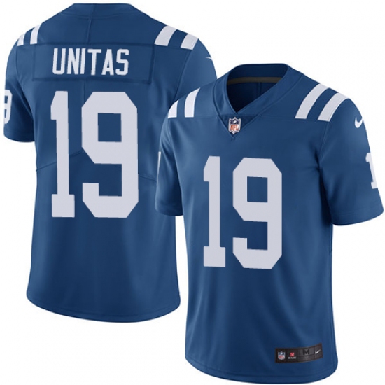 Youth Nike Indianapolis Colts 19 Johnny Unitas Royal Blue Team Color Vapor Untouchable Limited Player NFL Jersey