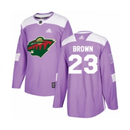 Youth Minnesota Wild 23 J.T. Brown Authentic Purple Fights Cancer Practice Hockey Jersey